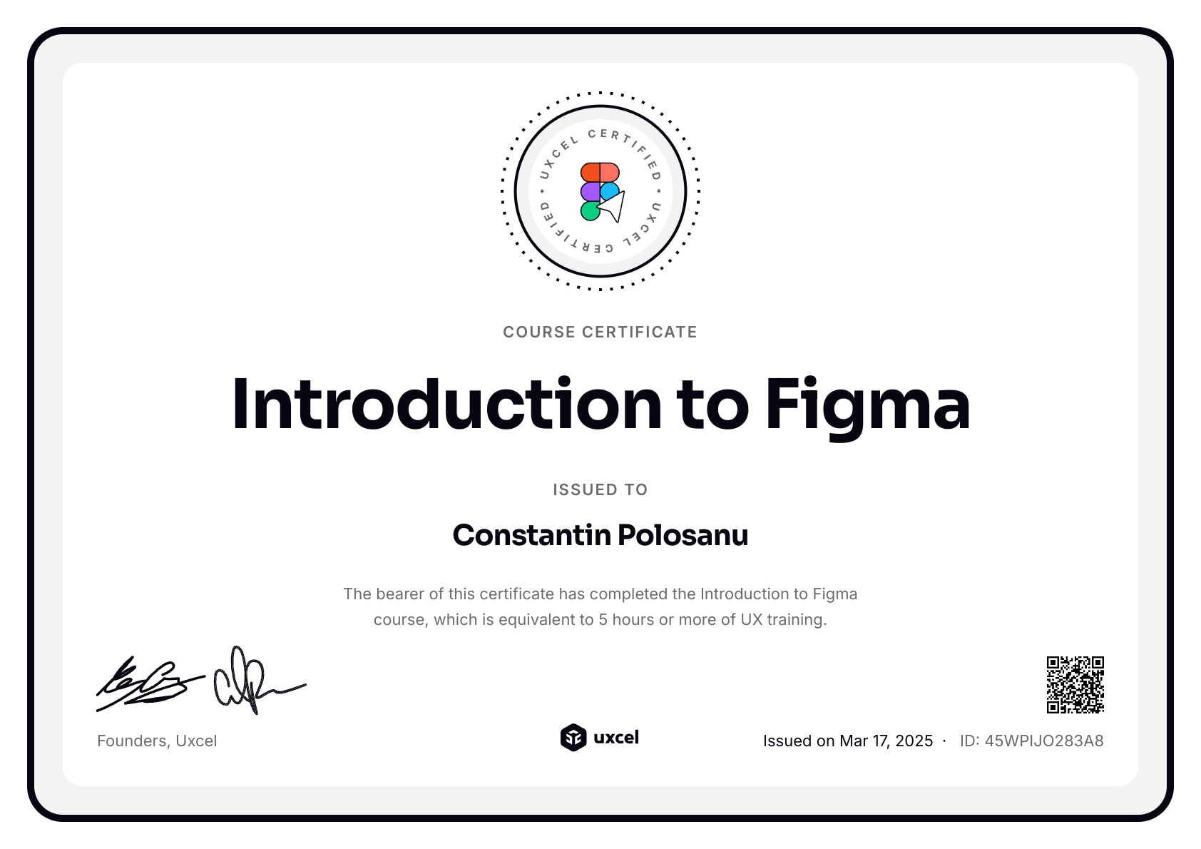 Constantin Polosanu's certificate